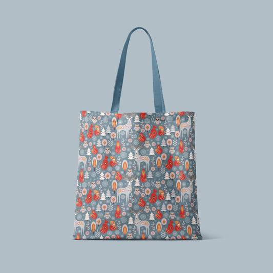 Tote bag printed with Christmas pattern