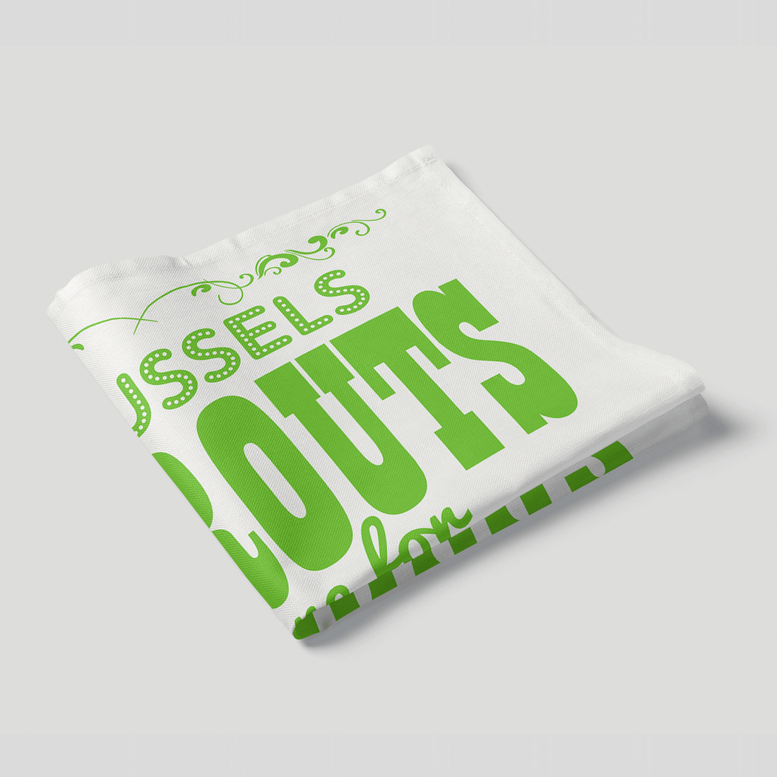 Tea towel with brussel sprout slogan