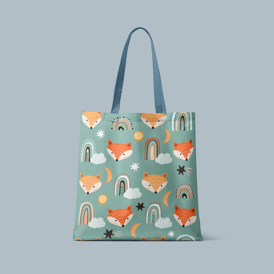 Children's tote bag with fox pattern