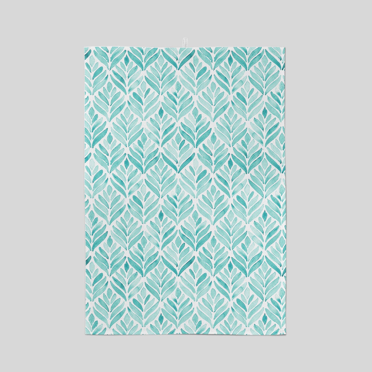 Tea towel printed with leaf design