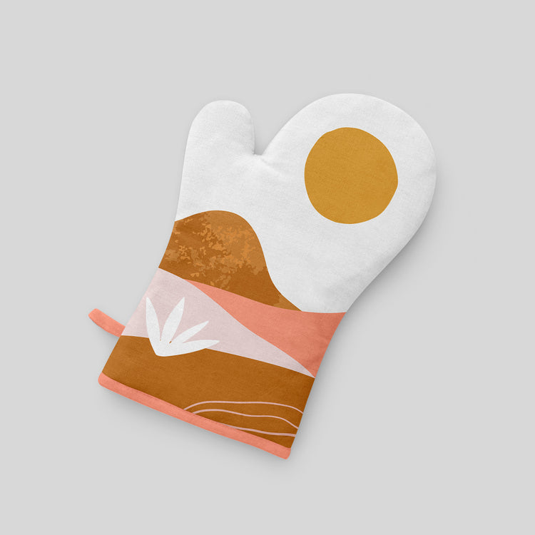 Oven glove printed with landscape